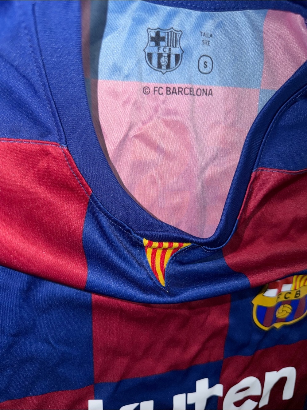 FC Barcelona Blaugrana Red Blue Checkered Leo Messi #10 Jersey Adult Size Small - Picture 4 of 4